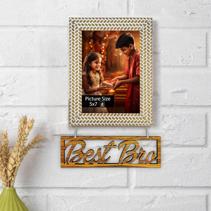 Art Street 5x7 Inch Photo frame with 'Best Bro' Hanging Plaque for Brother, Rakshanbandhan/Rakhi, Gift Set Combo