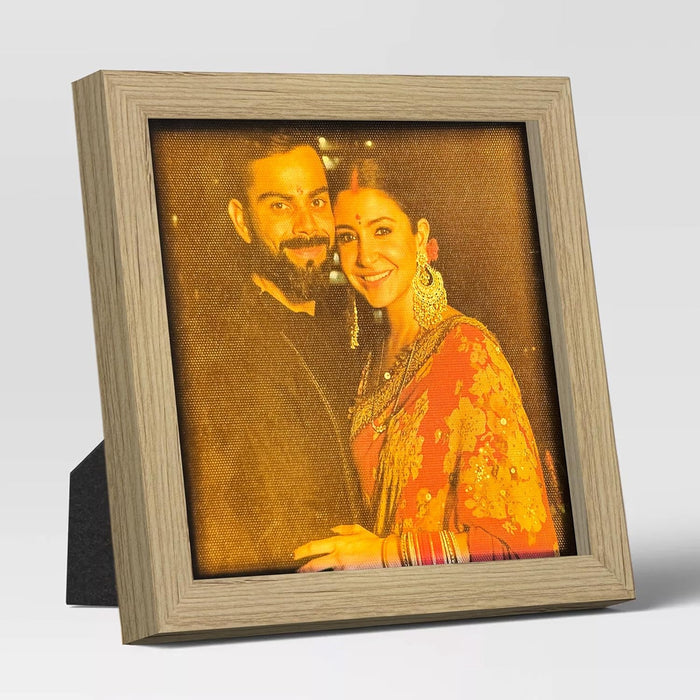 LED Photo Frame with Backlight, Gold (8x8 Inch), Back Light Photoframe.