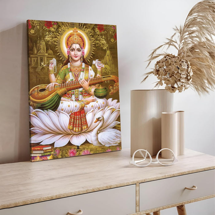 Spiritual Stretched Canvas Pooja room Temple Wall Art Print Painting on Stretched-Canvas (30x41 CM)