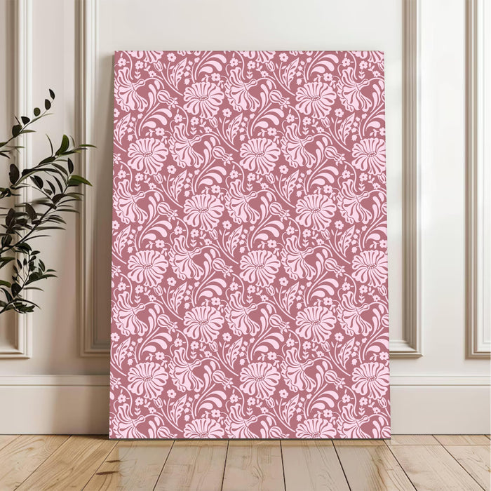 Red White Flower Motif Pattern Wall Painting | Stretched Canvas Flower Wall Painting for Living Room, Bedroom, Home and Office Wall Décor (41x56 cm)