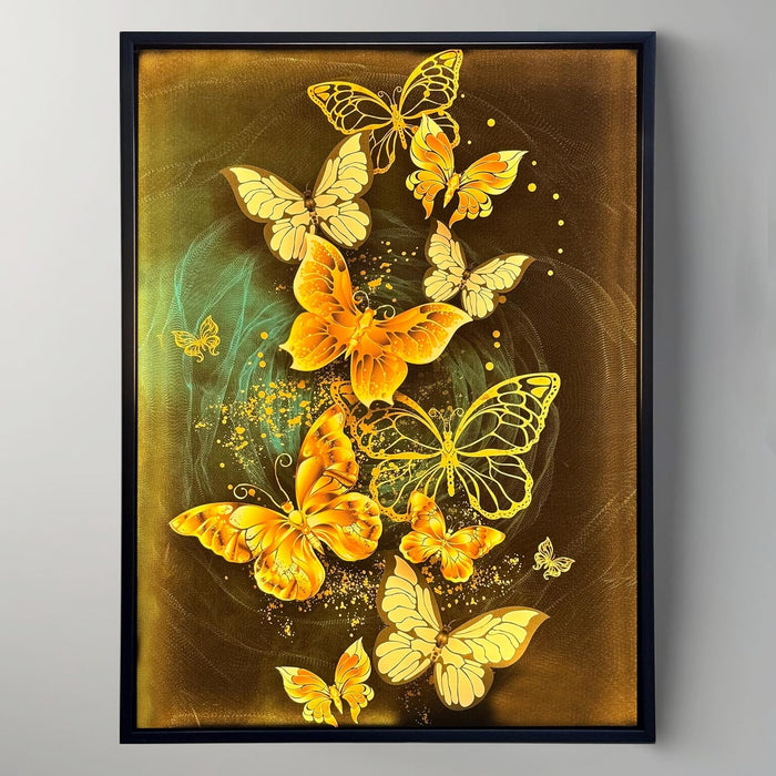 Framed Canvas Art Print with LED Light Decorative Canvas Wall Art Wall Decor Painting Digital Butterflies 43x58 cm