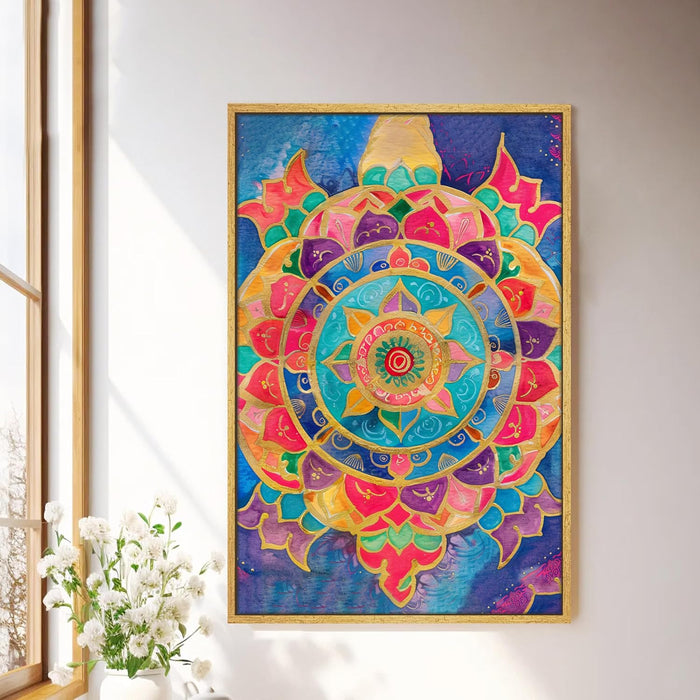 Abstract Multicolor Mandala Painting Multicolor Wall Art on Stretched Canvas – Frameless Unframed Gallery Wrap Canvas Wall Art 22x34 Inch