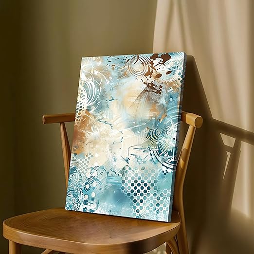 Abstract Artwork of a Leaf as Tree in Orange, Brown, and Beige | Digital Painting On Canvas Stretched on Wood (16x22 Inch)