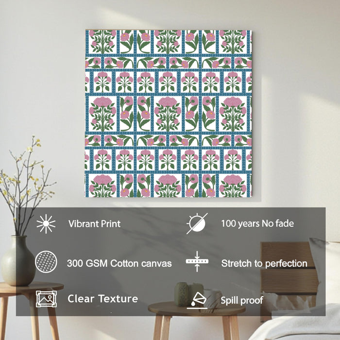 Floral Miniature Painting for Wall Decoration | Flower Canvas Wall Paintings for Living Room, Bedroom, Home and Office Wall Decor (56x56 Cm)