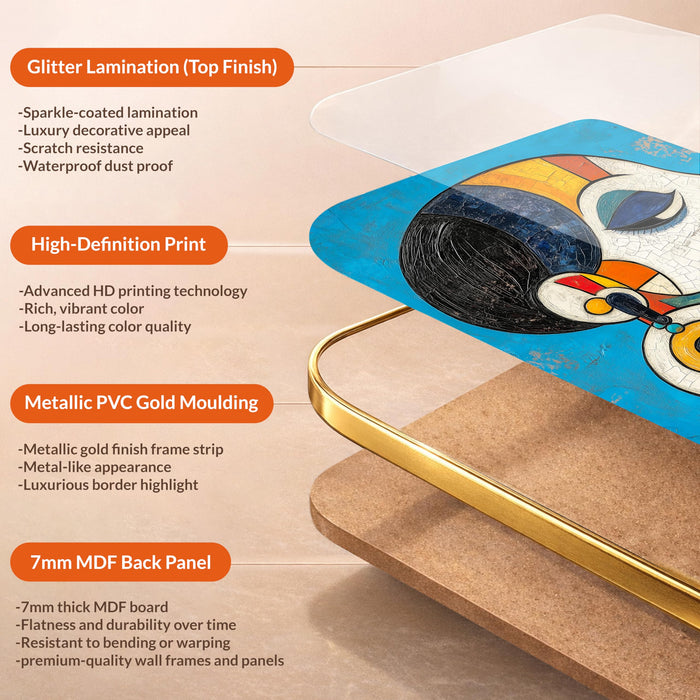 Abstract Women Face Modern Nordic Wall Art Painting Set of 2 for Living Room, Metallic PVC Gold Moulding 16x24 Inch