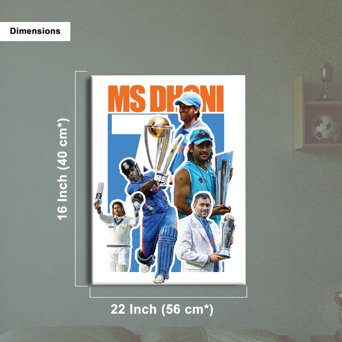 MS Dhoni Cricket Fan Poster Canvas Painting Wall Art Decor, The Legend Thala 7, Wall Decor Ideal Gift for IPL & Indian Cricket Team, Bedroom, Office & Home Decoration 16 x 22 Inch