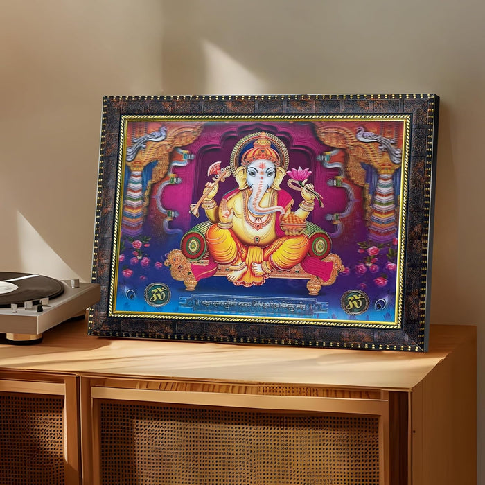 Framed 5D/3D Wall Art Print Poster Religious Painting for Home Décor, Mandir, Living Room & Office Decoration (14.3x18.2 Inch)