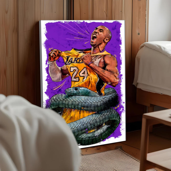 Legendary Basketball Tribute Stretched Canvas Painting Print| Victory & Strength Themed Sports Wall Art | Modern Pop Art Canvas for Home & Office Décor, 56x86 cm