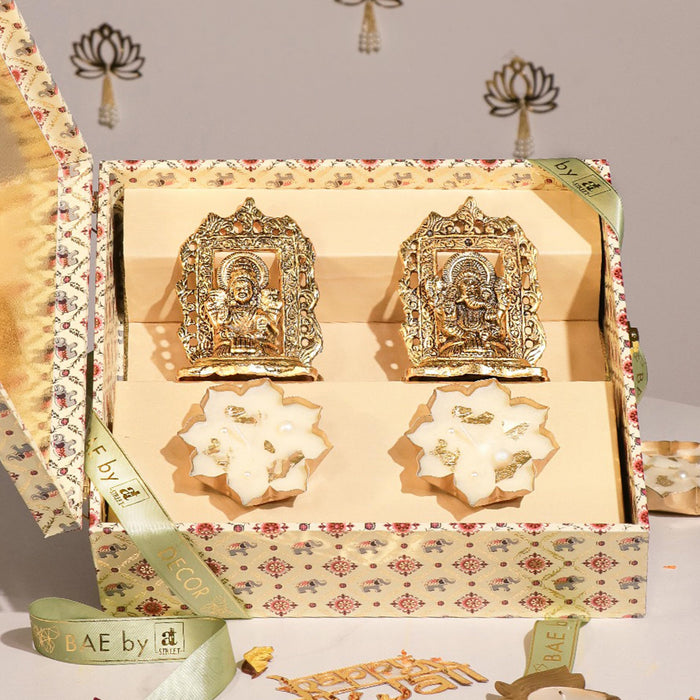 Diwali Gift Hampers Laxmi Ganesh Idol and Urli Diya with Laxmi Charan, Friends and Relatives (Pack of 3)