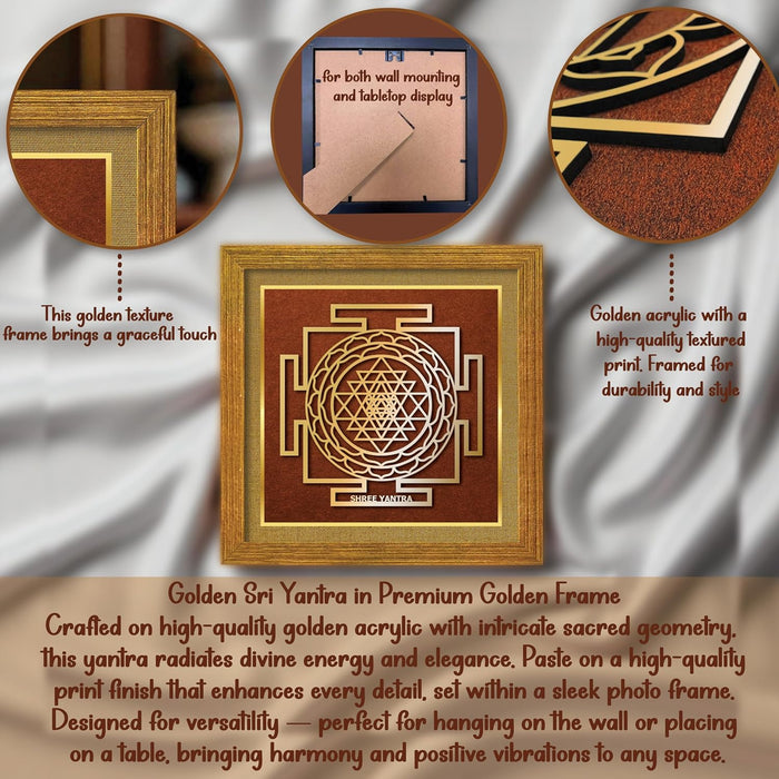 Shree Yantra for Vastu | Symbols of Hinduism Shree Yantra for Good Luck, Charm Wealth and Protection for Home, Office | Ideal Spiritual Gift for Women and Housewarming (9x9 Inch)