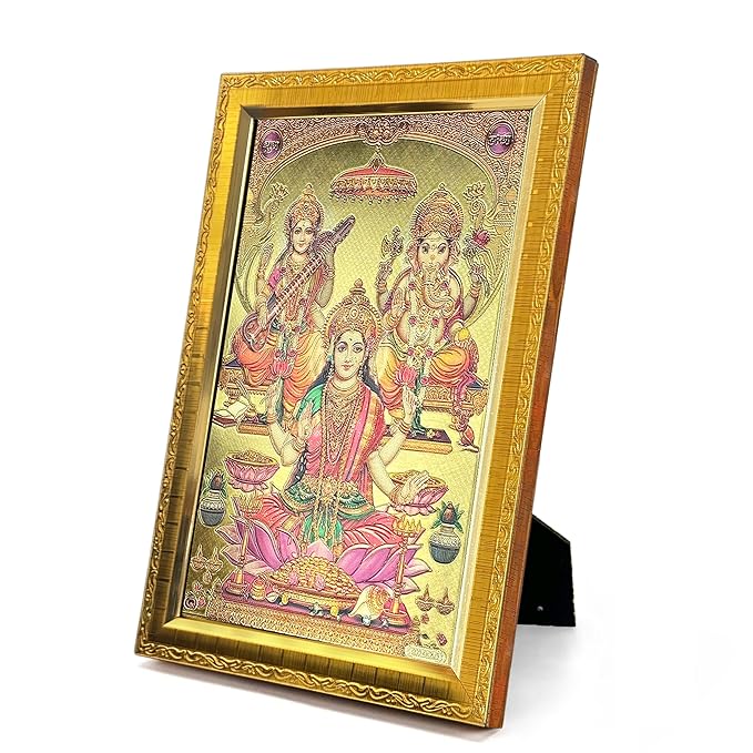 Religious Photo Frame, Poster for Pooja, Gold Plated God Photo Frames (Size: 5.8 x 7.8 Inch, Gold)