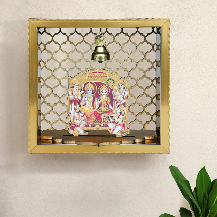 Art Street Shri Ram Darbar Small Pooja Mandir for Office & Home Wall Hanging Temple, Diwali Decoration, Gifts, Dcor for Friends & Family (7x7 Inch)