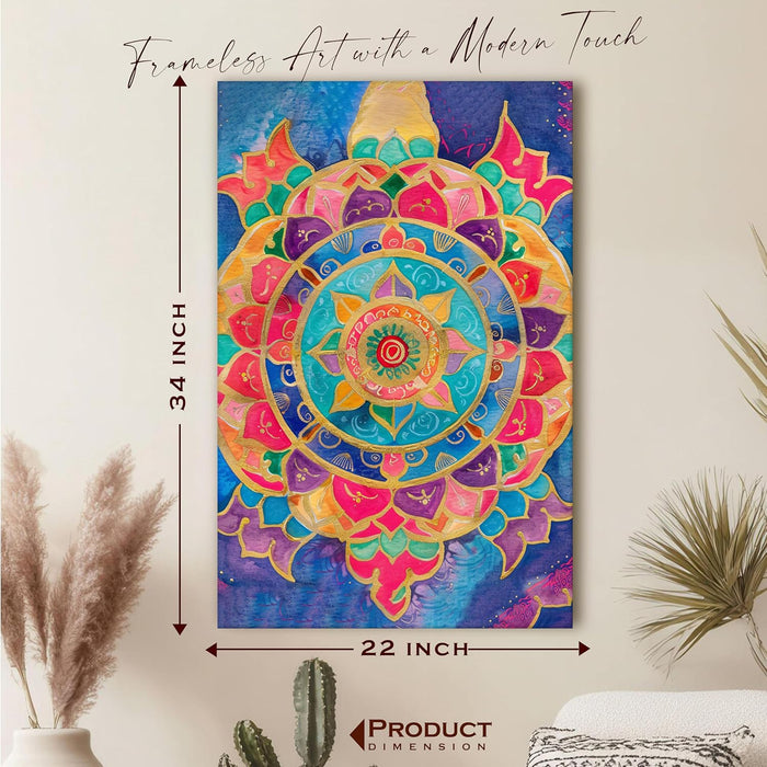 Abstract Multicolor Mandala Painting Multicolor Wall Art on Stretched Canvas – Frameless Unframed Gallery Wrap Canvas Wall Art 22x34 Inch