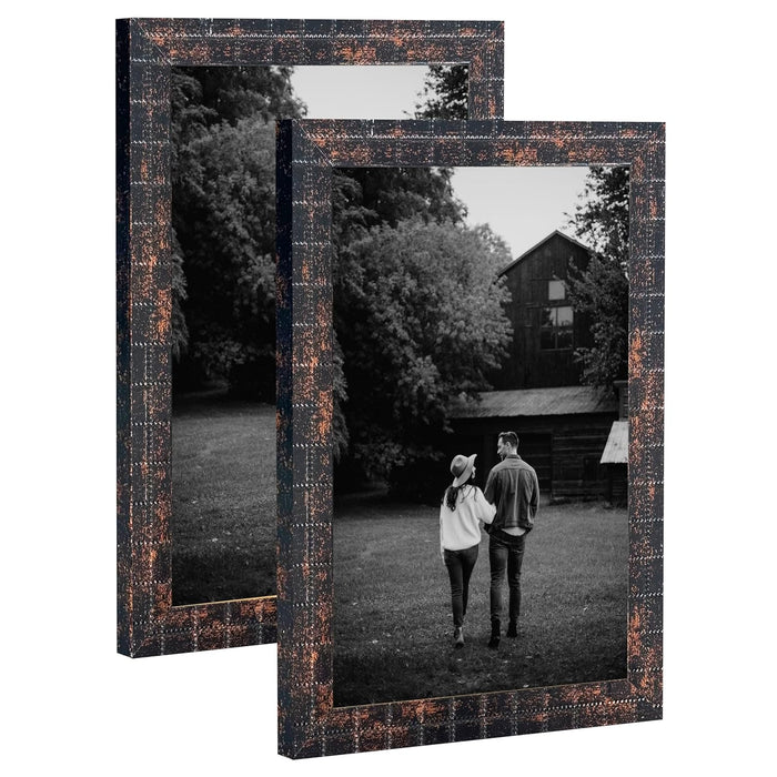 Art Street Set of 2 Engineered Wood Square Designed Brown and Black Photo Frame Table, Wall Mount Home Decor, Office, Bedroom, Living Room, Wall Decorative Size A4 (8x12 inch)