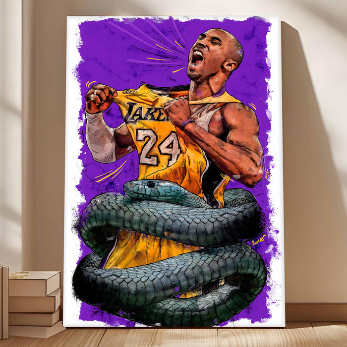 Legendary Basketball Tribute Stretched Canvas Painting Print| Victory & Strength Themed Sports Wall Art | Modern Pop Art Canvas for Home & Office Décor, 56x86 cm