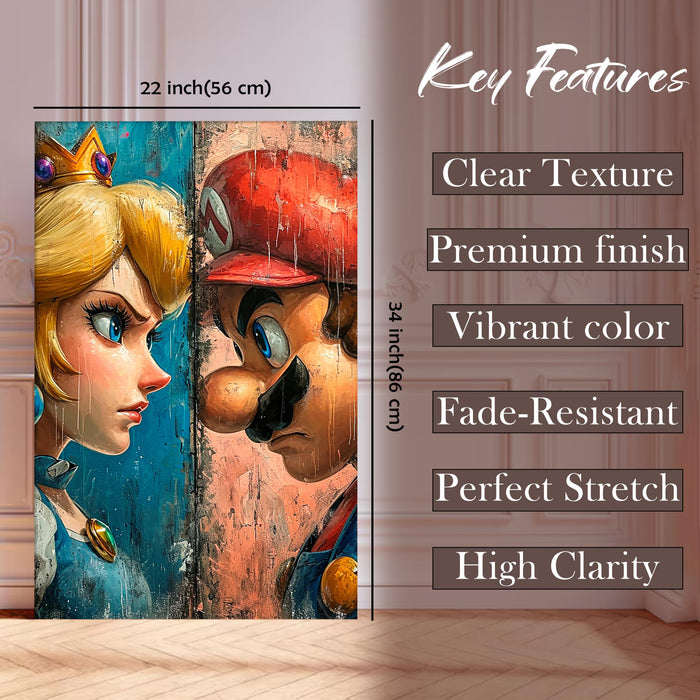 Classic Cartoon Face-Off Pop Art Stretched Canvas Painting Print| Retro Game-Style Wall Art | Modern Character Portrait Artwork for Home & Office Décor, 56x86 cm