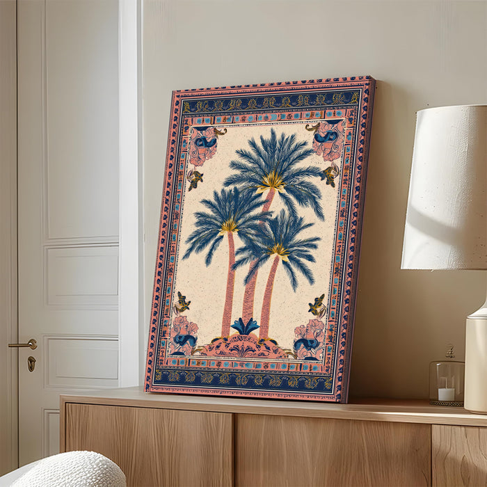 Mughal Motif Palm Tree Wall Painting | Stretched Canvas Flower Wall Painting for Living Room, Bedroom, Home and Office Wall Décor (41x56 cm)