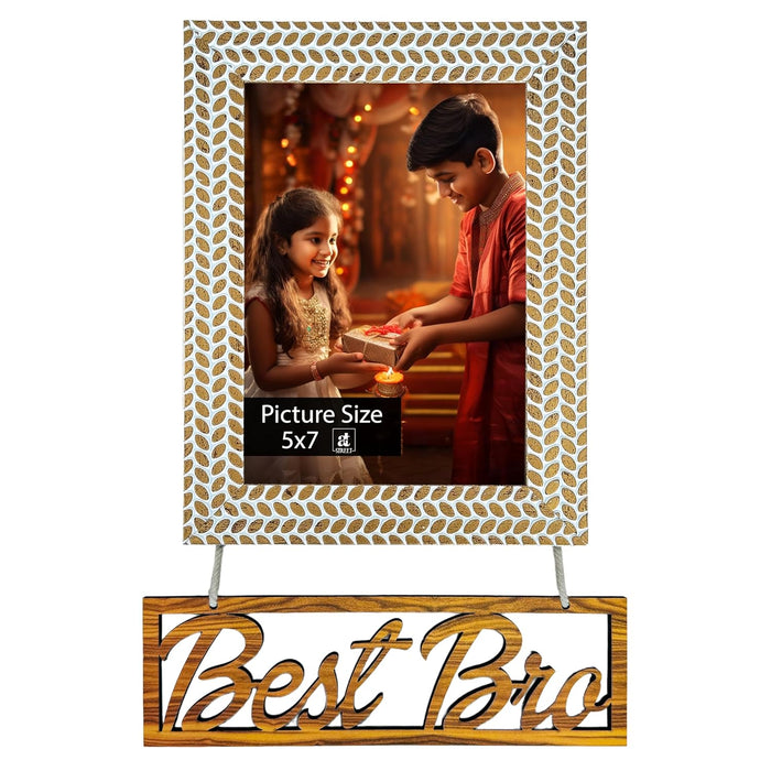 Art Street 5x7 Inch Photo frame with 'Best Bro' Hanging Plaque for Brother, Rakshanbandhan/Rakhi, Gift Set Combo