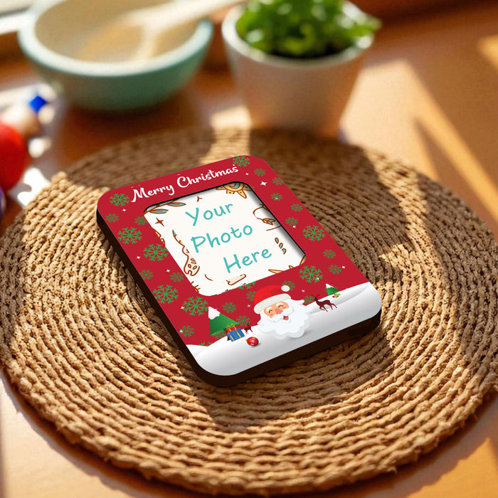 Magnetic MDF Fridge Photo Frame Red Merry Christmas Fridge Personalized Magnetic Photo Frame for Refrigerator 8x10 cm