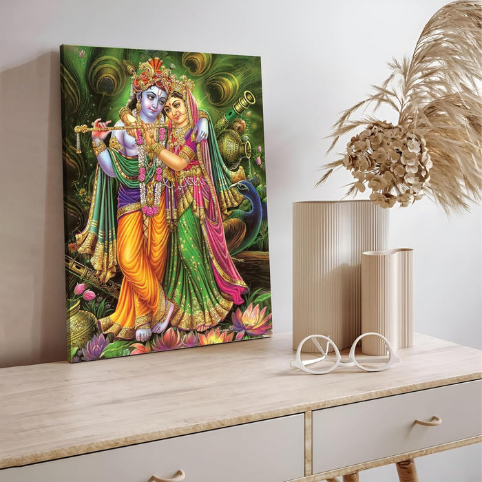 Spiritual Stretched Canvas Pooja room Temple Wall Art Print Painting on Stretched-Canvas (30x41 CM)