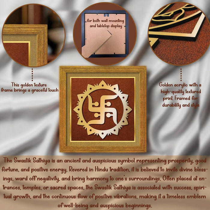 Swastika Yantra for Vastu | Symbols of hinduism Swastik Yantra Wall Décor for Good Luck Charm and Protection for Home, Office Ideal Spiritual Gift for Women and Housewarming (9x9 Inch)