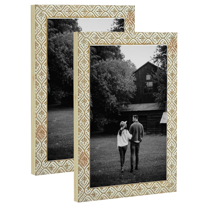 Art Street Set of 2 Engineered Wood Premium Wave Designed Beige and Gold Photo Frames Wall Mount for Home Decor, Office, Bedroom, Living Room, Wall Decorative Size A4 (8x12 inch)