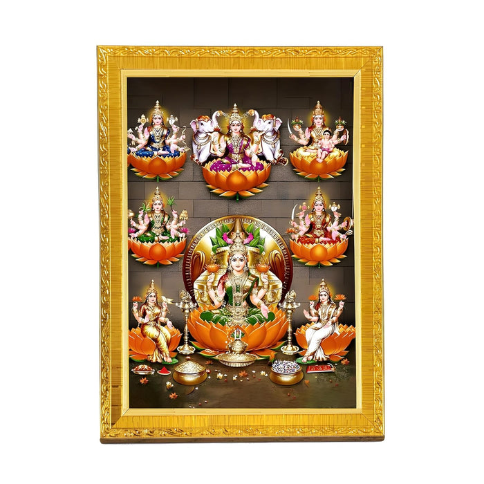 Devi Ashtalakshmi Photo Frame for Mandir, Pooja Room | Divine Hindu Deity Wall Art (10x13 Inch)