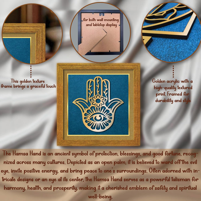 Hamsa Hand Vastu for Protection, Good Luck, Charm for Home and Office | Hand of Fatima Ideal Spiritual Gift for Women and Housewarming (9x9 Inch)