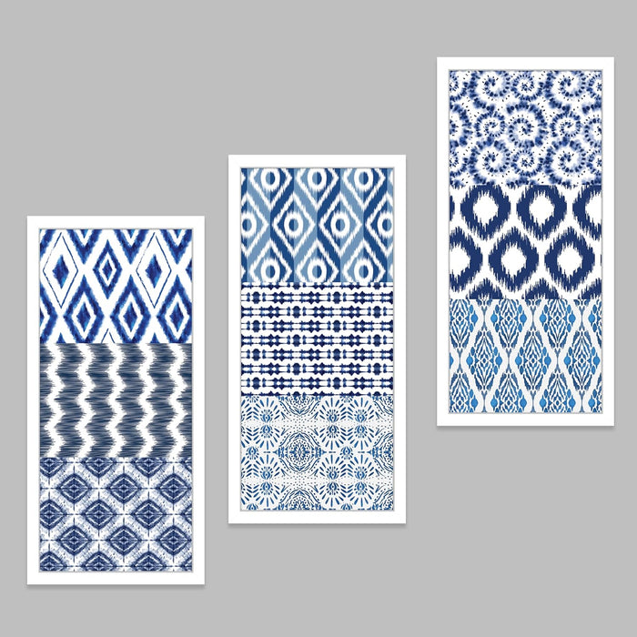 Art Street Framed Wall Art Painting, Modern Geometric Pattern Inspired by Ikat (Set of 3, 8x18 Inch Each)