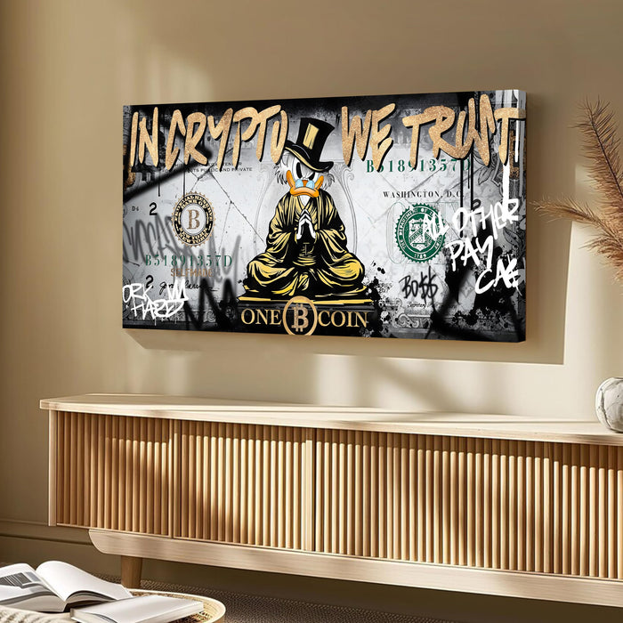 Bitcoin Crypto Pop Art Wall Painting | Modern Money & Cryptocurrency Stretched Canvas Artwork for Office, Studio & Living Room Décor, 22x46 Inch