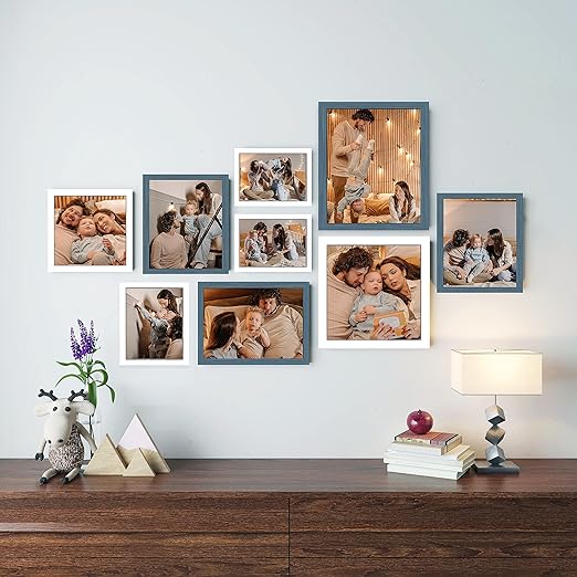 Art Street Large Collage Wall Photo Frame Individual Picture Frame - Set Of 9 (4x6, 5x5, 5x7, 6x8, 8x8, 8x10 Inch, Black)