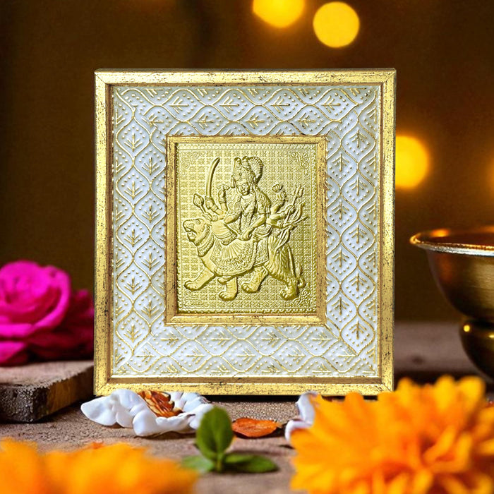 Art Street Pooja Gift Box with Nav Durga Frame, Laxmi Charan, Aarti Sangrah, Ghanti, Agarbatti and Candle for Celebration and Gift for Family, Friends and Relatives (Pack of 7)