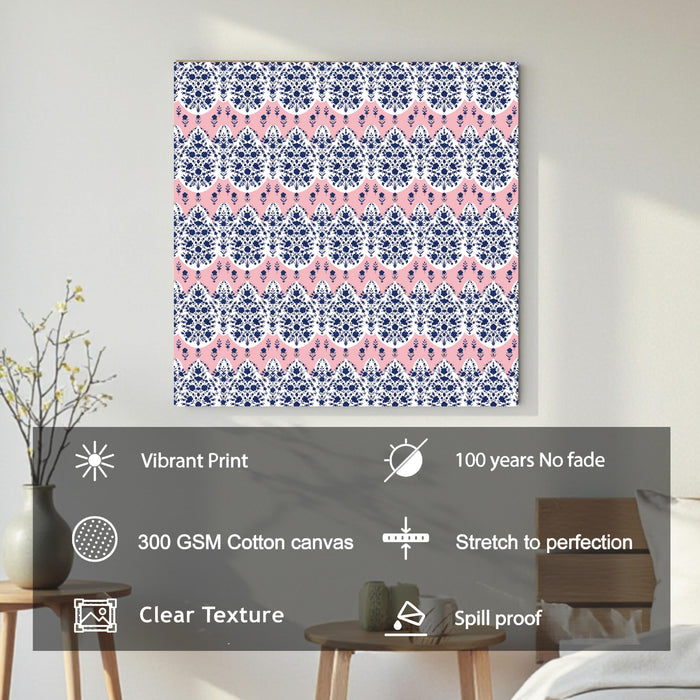 Mughal Miniature Flower Painting for Wall Decoration | Flower Canvas Wall Painting for Living Room, Bedroom, Home and Office Wall Decor (56x56 Cm)