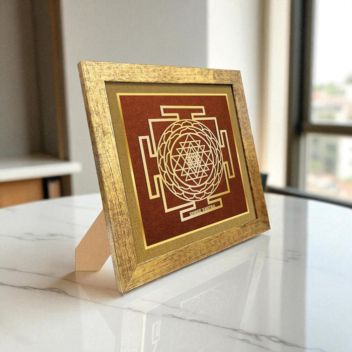 Shree Yantra for Vastu | Symbols of Hinduism Shree Yantra for Good Luck, Charm Wealth and Protection for Home, Office | Ideal Spiritual Gift for Women and Housewarming (9x9 Inch)