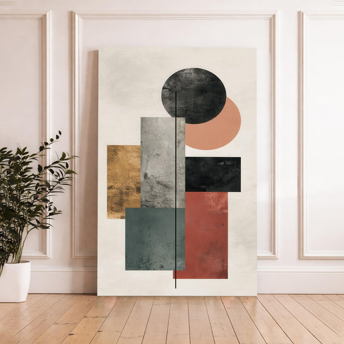 Boho Abstract Stretched Canvas Painting For Living Room | Earthtone Modern Stretched Canvas Wall Art For Livingroom Home Decor, Bedroom, Hallway's, Office, Hotel - 56x86 cm