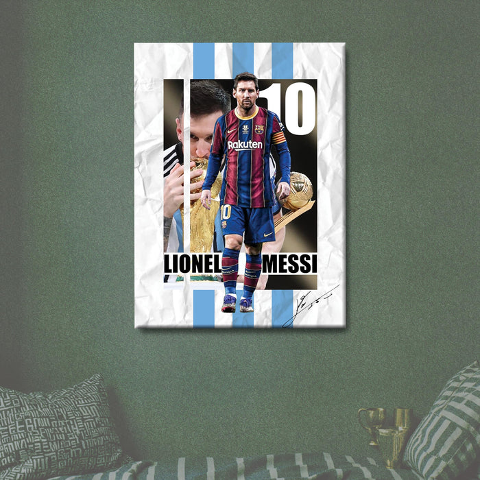 Lionel Messi Wall Art Canvas Painting Poster, Football Legend Sports Wall Decor for Living Room, Bedroom, Office & Football Lovers, and Home & Office Decor, 16 x 22 Inch