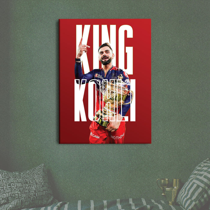 Virat Kohli Stretch Canvas Painting Wall Art Poster, King Kohli 18, Indian Cricket Team Fan Gift, for Bedroom, Living Room, Office, Home Decor, Virat Kohli Canvas Poster 16 x 22 Inch