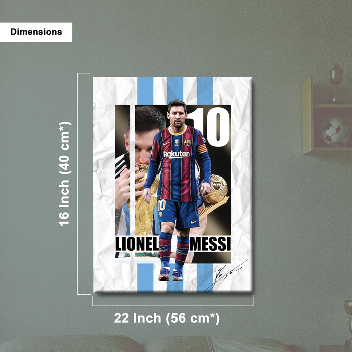 Lionel Messi Wall Art Canvas Painting Poster, Football Legend Sports Wall Decor for Living Room, Bedroom, Office & Football Lovers, and Home & Office Decor, 16 x 22 Inch