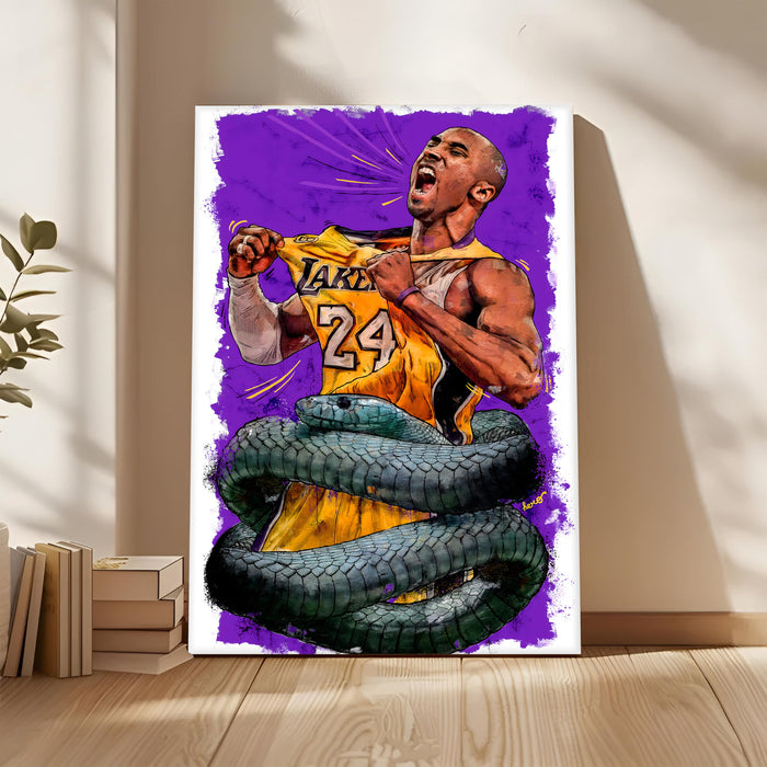 Legendary Basketball Tribute Stretched Canvas Painting Print| Victory & Strength Themed Sports Wall Art | Modern Pop Art Canvas for Home & Office Décor, 56x86 cm