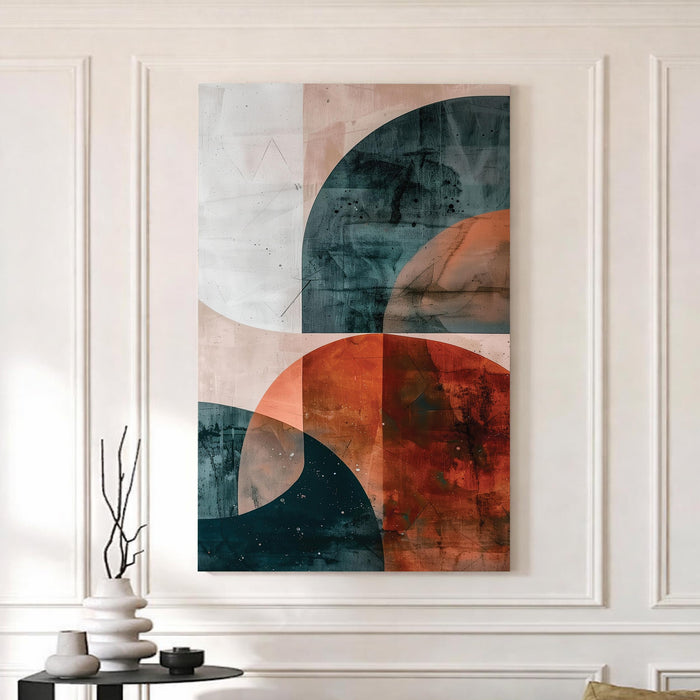 Boho Abstract Stretched Canvas Painting For Living Room | Earthtone Curve Stretched Canvas Wall Art For Livingroom Home Decor, Bedroom, Hallway's, Office, Hotel - 56x86 cm