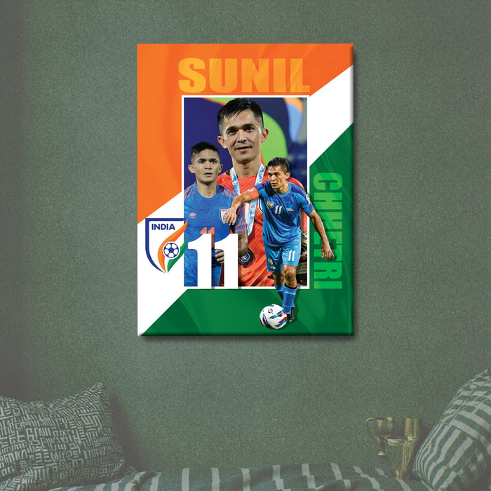 Sunil Chhetri Wall Art Canvas Painting Poster, Indian Football Legend Sports Wall Decor for Living Room, Bedroom, Office & Football Lovers, and Home & Office Decor, 16 x 22 Inch