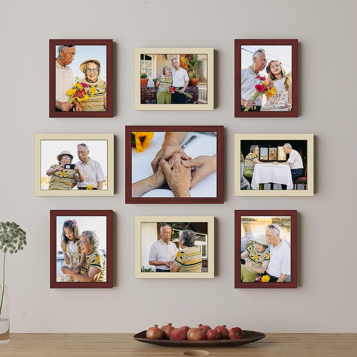 Art Street Large Collage Wall Photo Frame - Set Of 9 ( 6x8, 8x10 Inch )