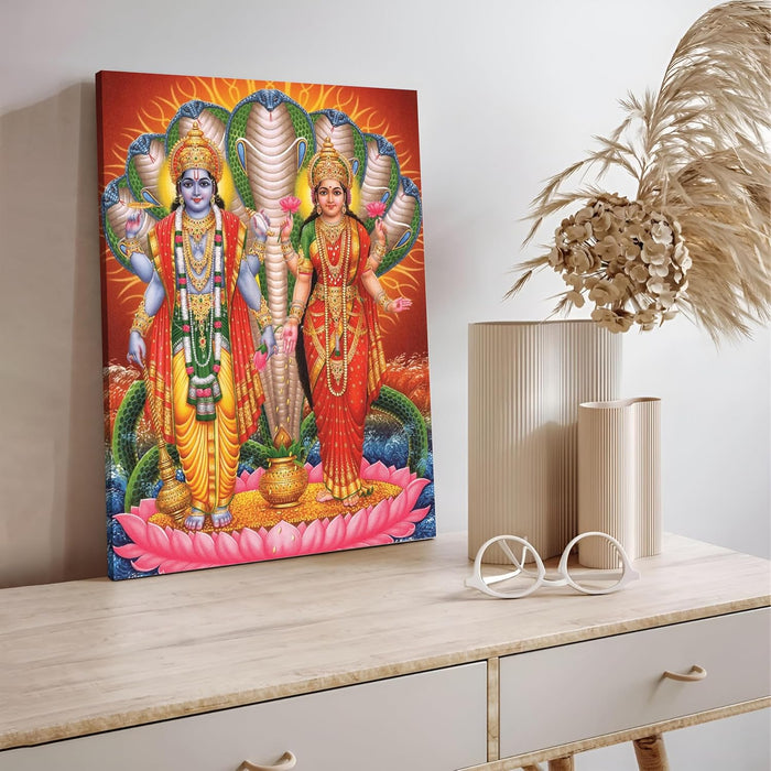 Spiritual Stretched Canvas Pooja room Temple Wall Art Print Painting on Stretchd-Canvas Suits for Pooja-room, Mandir, Hallways, Living Room, Office (30x41 CM)