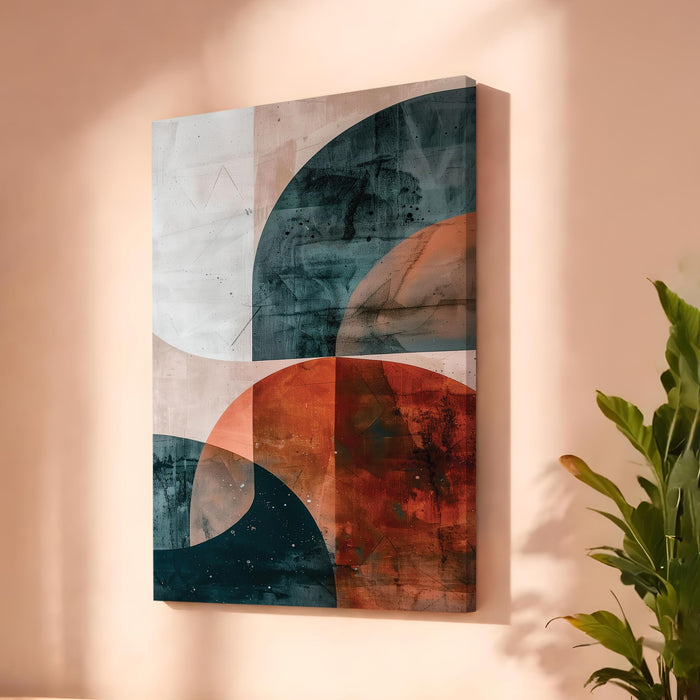 Boho Abstract Stretched Canvas Painting For Living Room | Earthtone Curve Stretched Canvas Wall Art For Livingroom Home Decor, Bedroom, Hallway's, Office, Hotel - 56x86 cm