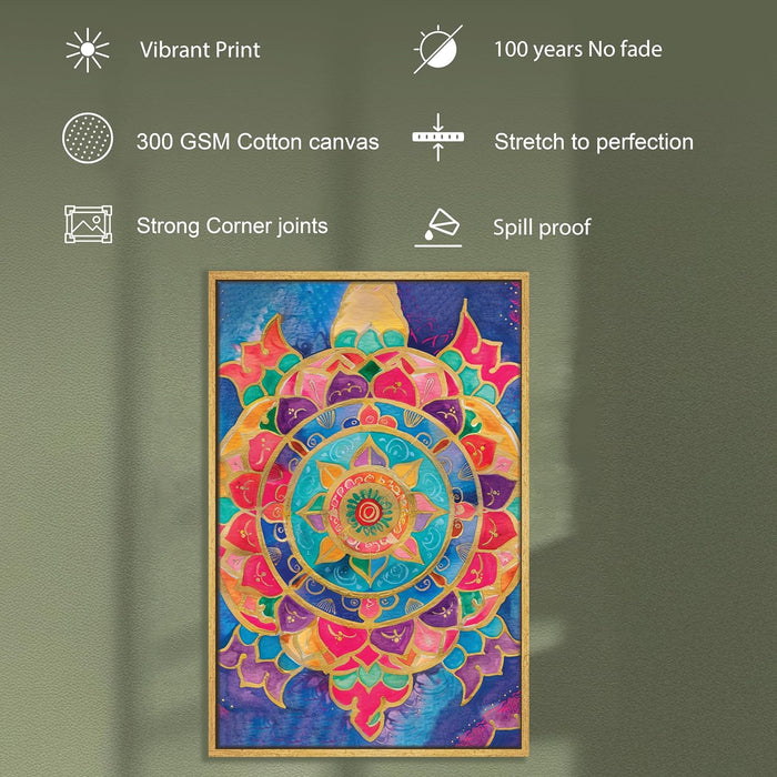 Abstract Multicolor Mandala Painting Multicolor Wall Art on Stretched Canvas – Frameless Unframed Gallery Wrap Canvas Wall Art 22x34 Inch