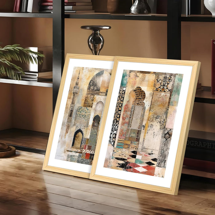 Modern Art Soft Pastel Bird Sitting on Branch Painting, Set of 2 (Brown, 13x18 Inch), Wall Paintings