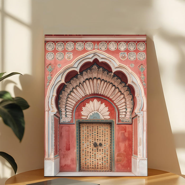 Mughal Architecture Gate Wall Painting | Stretched Canvas Flower Wall Painting for Living Room, Bedroom, Home and Office Wall Décor (41x56 cm)