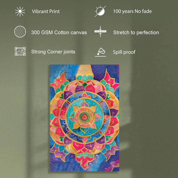 Abstract Multicolor Mandala Painting Multicolor Wall Art on Stretched Canvas – Frameless Unframed Gallery Wrap Canvas Wall Art 22x34 Inch