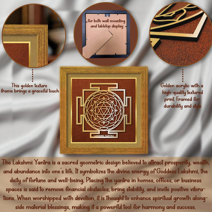 Laxmi Yantra for Vastu | Symbols of Hinduism Laxmi Yantra for Wealth, Good Luck, Charm and Protection for Home, Office | Ideal Spiritual Gift for Women and Housewarming (9x9 Inch)