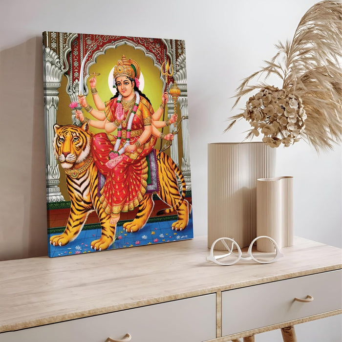Spiritual Stretched Canvas Pooja room Temple Wall Art Print Painting on Stretchd-Canvas Suits for Pooja-room, Mandir, Hallways, Living Room, Office (30x41 CM)